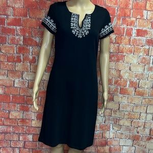 Talbots‎ Embroidered Slub Knit Tee Shirt Shift Dress